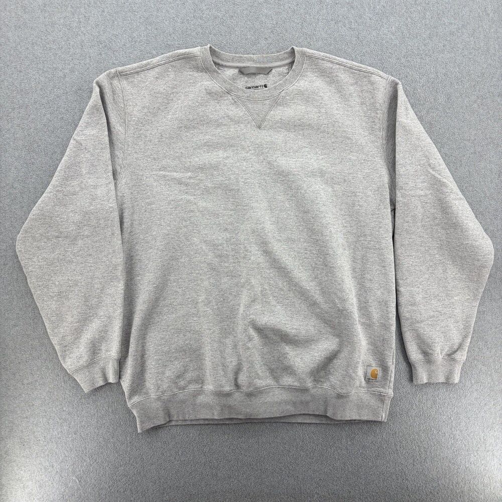 Carhartt Mens XL Gray Loose Fit Crewneck Sweatshirt Workwear Logo Patch